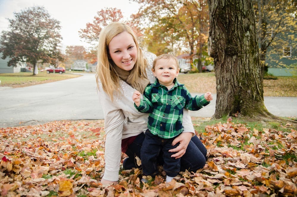 Mom and Baby boy on fall leaves