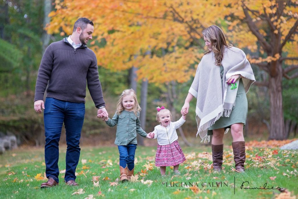 Family fall portrait with two little girls
