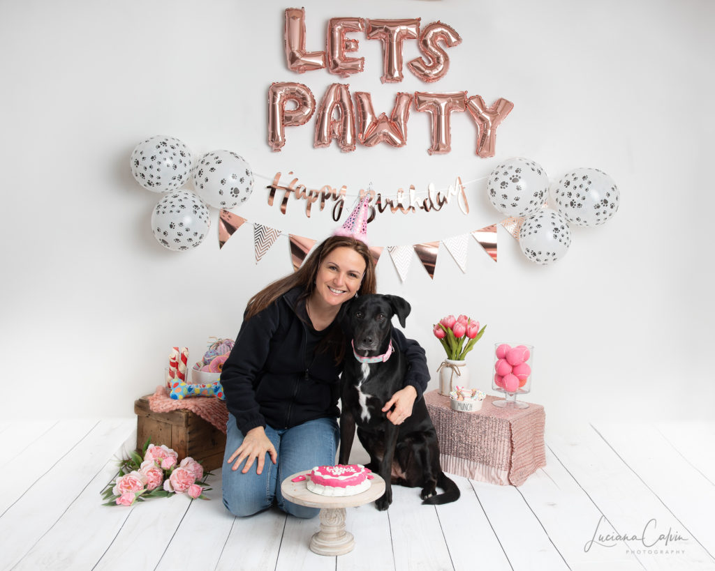 dog and mom birthday photo