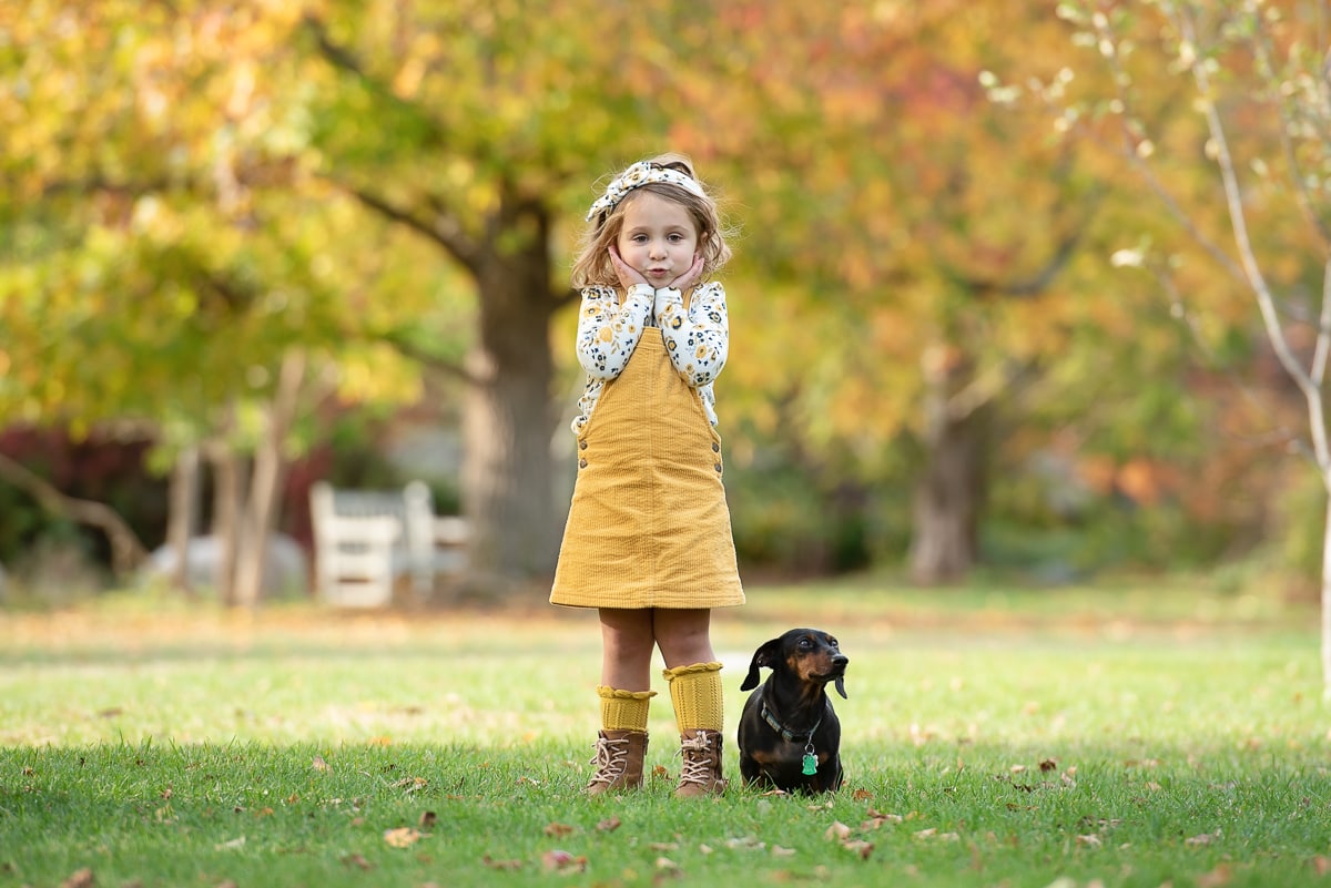 Girl with dog at acton arboretum Photography