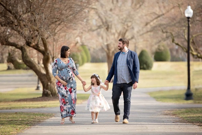 Boston Maternity Photographer Public Garden Path