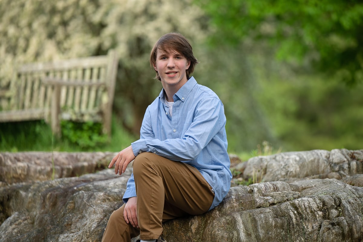 Senior pictures on spring at a park near Acton, ma
