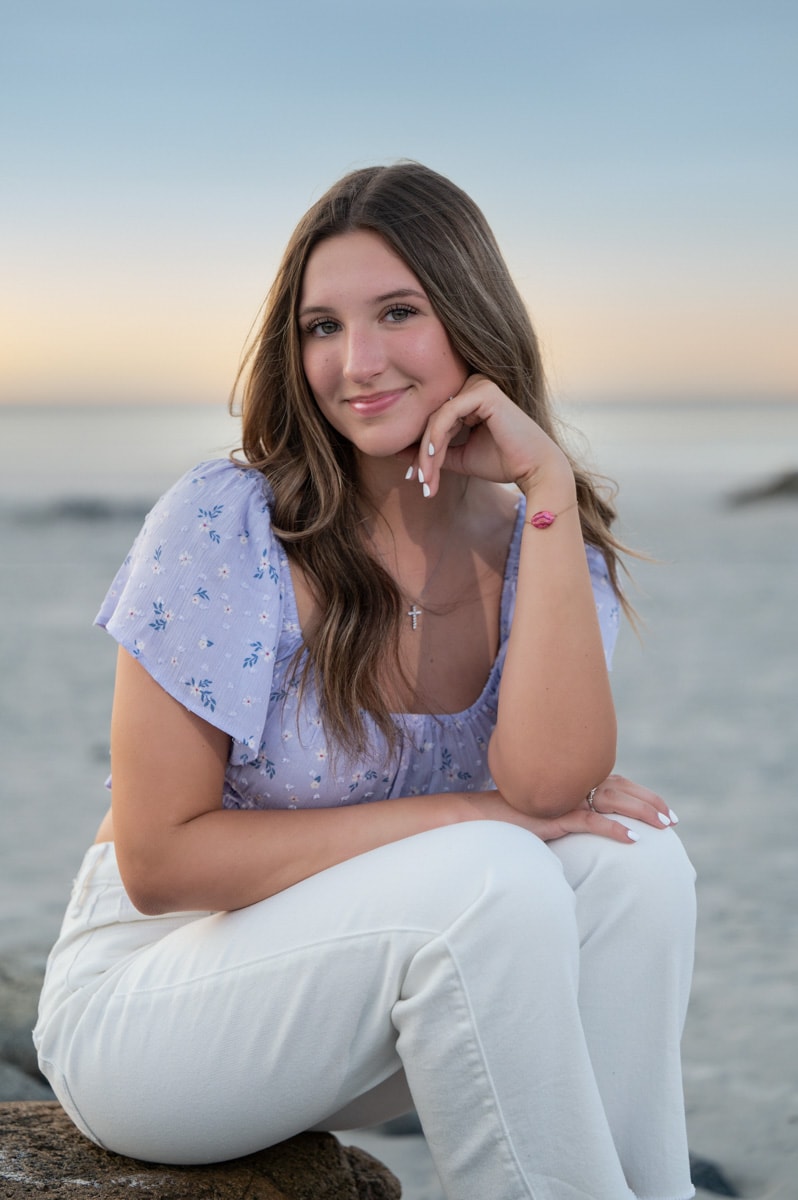 sunset Senior portrait at Wingaersheek beach in gloucester, ma